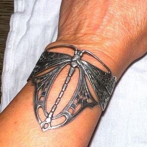 Vintage Sterling Silver Dragonfly Cuff Bracelet